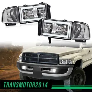 Fit For Ram 1500 2500 3500 1994-02 Clear Corner LED DRL Headlights Lamps Chrome