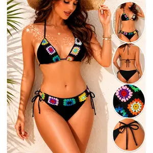 Viral Crochet Bikini |   Handmade-Style Granny Square Swimwear for Beach & Pool Days