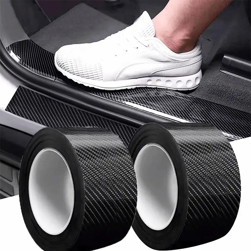 2 Rolls 3D Nano Carbon Fiber Car Door Edge Protector, Waterproof Scratch-Resistant Adhesive Tape, Universal Anti-Collision Film Sticker for Cars, Black
