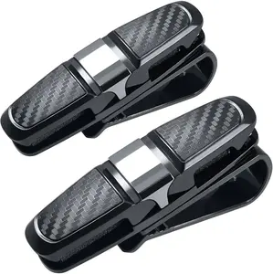 2 Pack Glasses Holders for Car Sun Visor, Sunglasses Eyeglasses Mount with Ticket Card Clip - Black