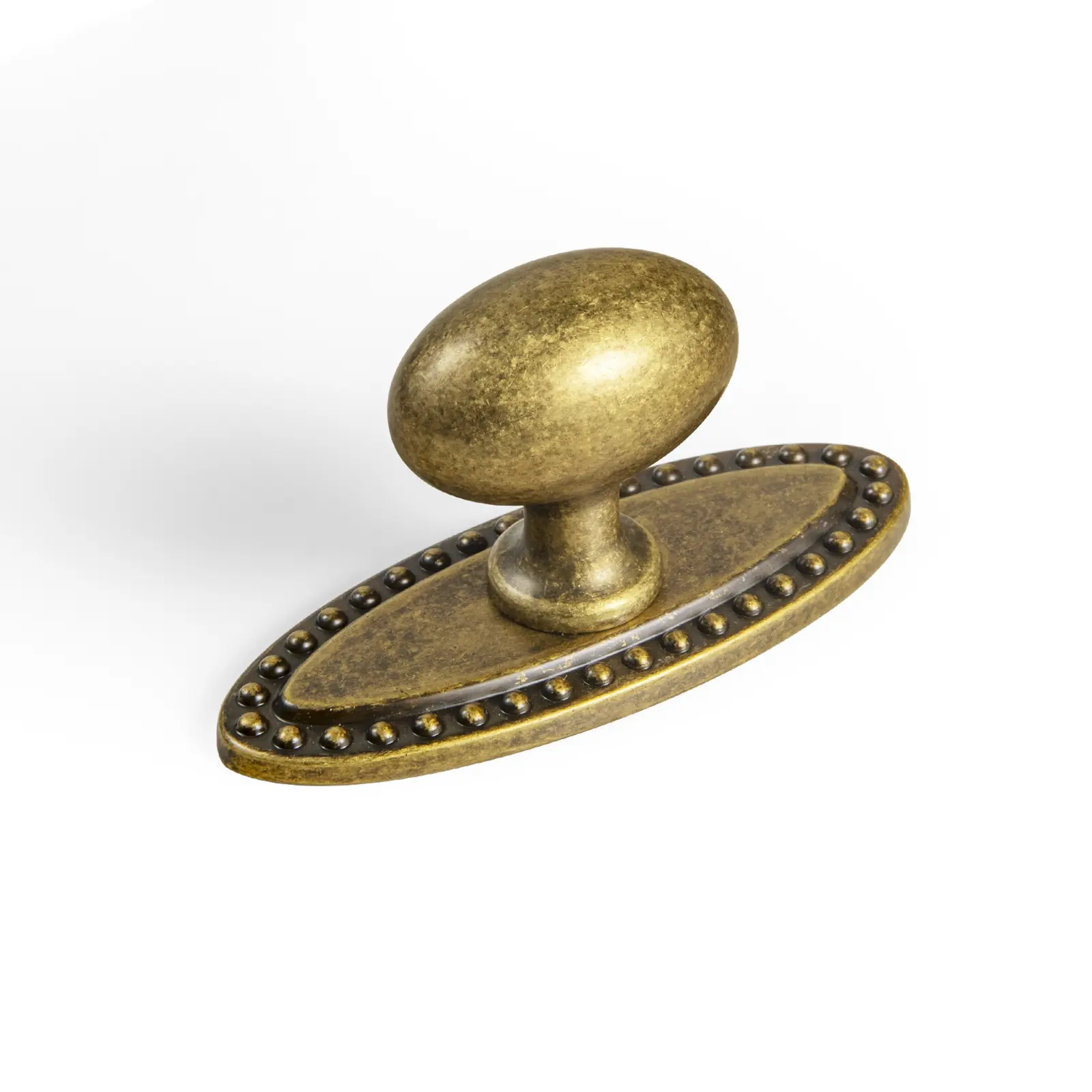 Goo-Ki Vintage Brass Ellipsoid Cabinet Knobs with Oval Backplates, Zinc Alloy Oval Handle Hardware for Kitchen Cupboards, Dressers, 6-Pack