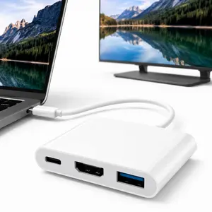 USB C to HDMI Adapter 4K 60Hz, 3-in-1 USB-C Digital AV Multiport Hub with 100W PD Charging & USB 3.1, Compatible with iPhone 15/16, iPad Pro/Air, MacBook, Samsung, Monitor, TV
