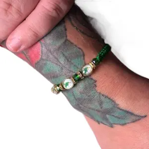 Catholic Rosary Bracelet Green Beaded Design with Gold Accents Unisex Fashion Jewelry Gift Idea
