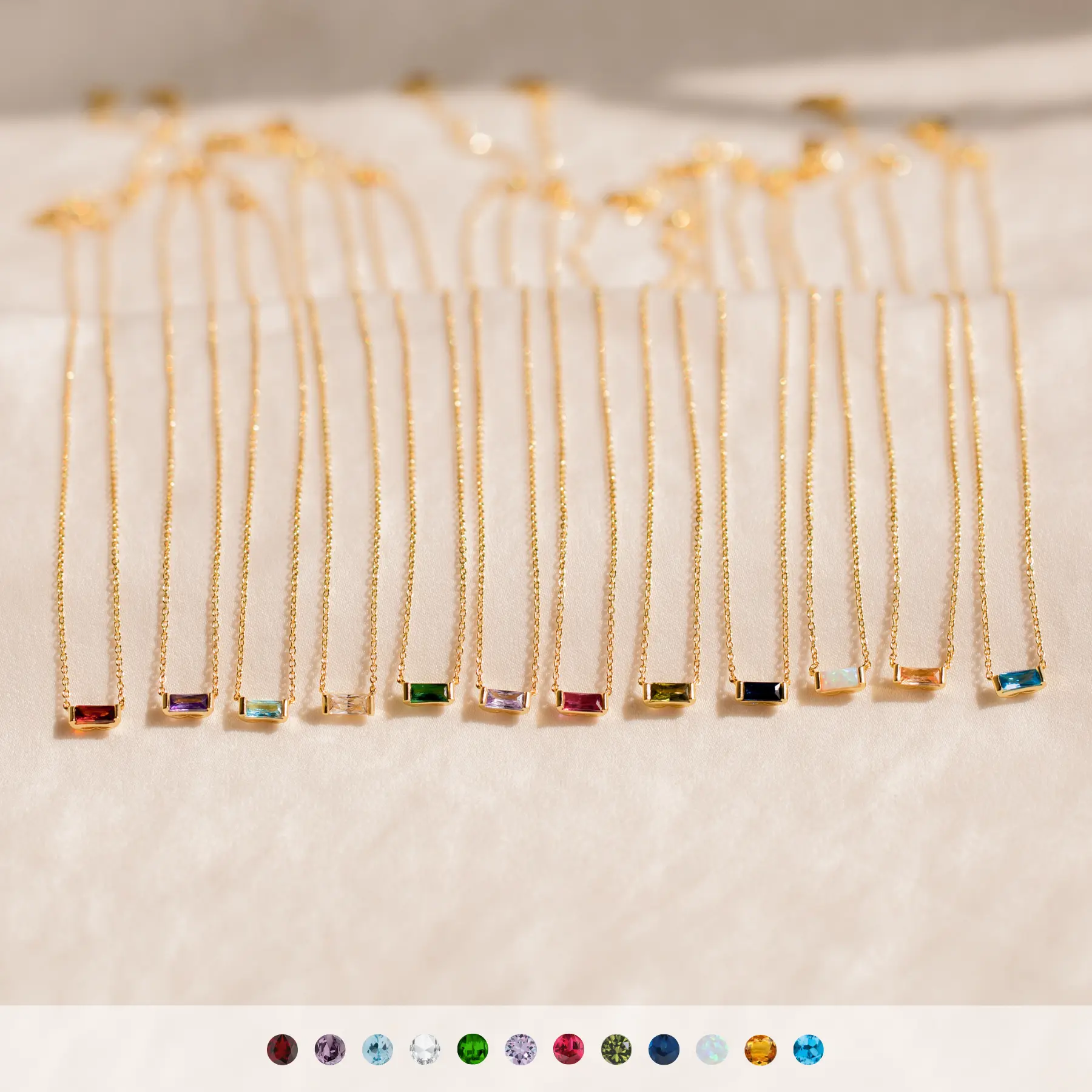 Emery Birthstone Necklace by Caitlyn Minimalist - Dainty Baguette Charm Necklace in Gold & Silver - Gemstone Jewelry - Personalized Gift for Her