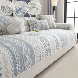 Bohemian Style Sofa Cushion, Cool Anti-Slip Pet-Friendly Washable Blue Geometric Pattern, Fits 1-4 Seater Sofas, Home Decor Gift, Couch Covers