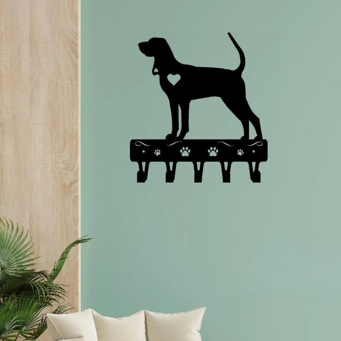 Key Rack & Dog Leash Hanger – Metal Pendant Wall Art | Home Décor for Kitchen, Bathroom, Living Room | Functional Key Holder and Leash Organizer, Wall Mount Design, Wall Mounted Holder, Wall Mounted Hook