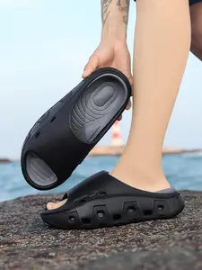 1 Pair Men's Single Strap Slides: Breathable, Soft & Skin-Friendly, Thick Bottom Height Increasing, Anti-Slip & Wear-Resistant, Summer Home & Commute Sandals