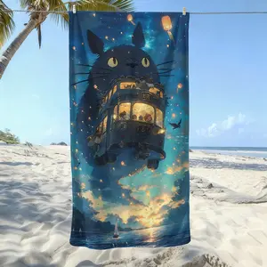 Totoro  beach towel, soft texture, beach blanket, is a soft and lightweight sand blanket for travel, swimming pool, surfing, yoga, camping, travel towels, personalized towels. Is Christmas, Holidays, Birthdays, Halloween