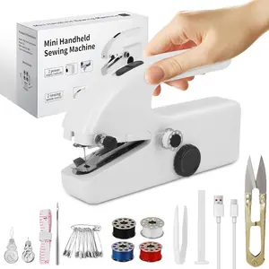 Handheld Sewing Machine Cordless - Portable Mini Handheld Sewer, Pocket Sewing Machine for Quick Repairs, Handy Stitch, Travel Stitch Sew Quick,  & DIY Fabric (Black-White)