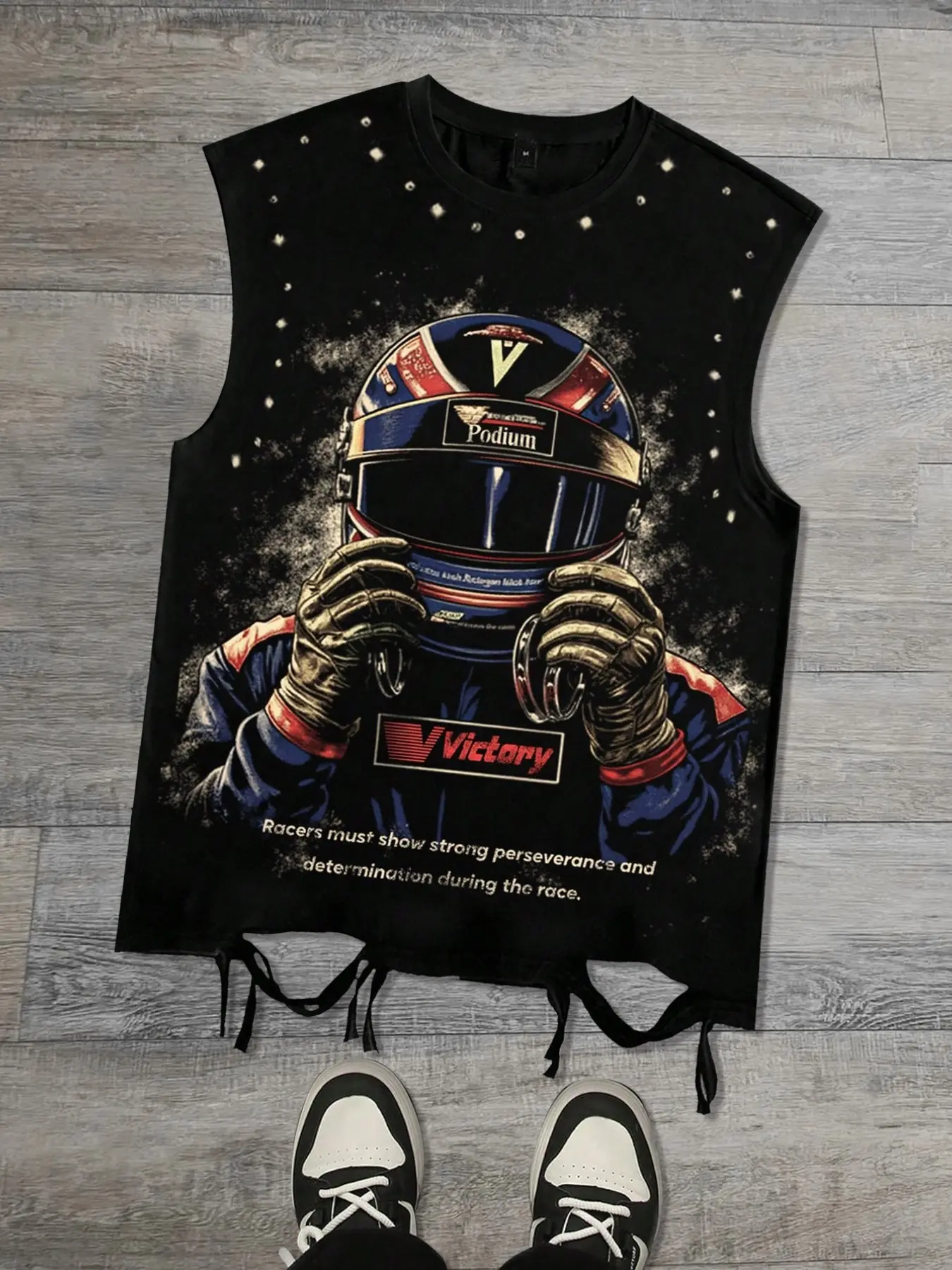 Broken hole Y2K helmet printed vest, Breathable Sleeveless Tops, summer unisex sleeveless with portrait pattern European streetwear men's vest