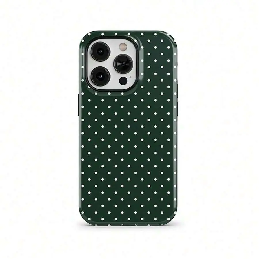 Green polka dot phone case Cover for iphone 17 pro max 16 Plus 15 14 13 12 11 Plus Fashion Trendy Anti-Stain Durable Lightweight Protection Shockproof Matte Texture Elegant Luxury Gift High-Quality New Product, New Year's Best Choice