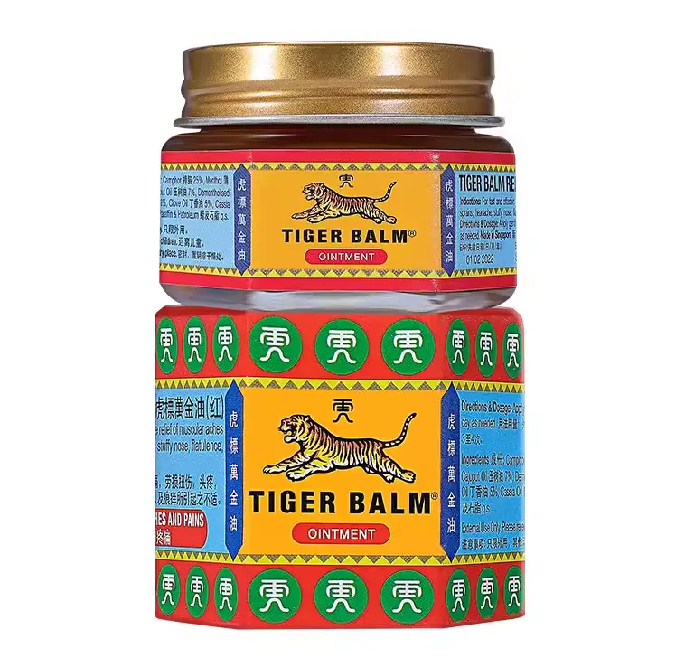 Tiger Balm Extra Strength Herb-Based Medicated Ointment - 0.68oz (19.4g) Camphor & Menthol Home, Travel, Work Treatment for Muscles, Hip & Joint Care, Headaches