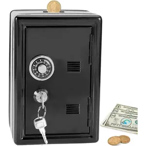 Creative Piggy Bank Home Storage Box, Metal Change Savings Box with Lock, Mechanical Safe Box, Mini Safe Coin Safe, Cash Lock Box, Security Safe for Money Jewelry Valuables