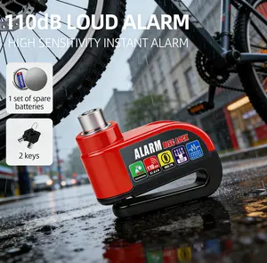 Electric Bicycle Waterproof Disc Brake Alarm Lock, High-Decibel 110 dB Alarm Sound, Anti-Theft Disc Brake Alarm Device for E-Bikes/E-Motorcycles/Bicycles Security Lock Vehicle