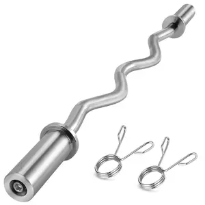 Olympic EZ Curl Bar 47" with 2-Inch Plates Heavy Duty Wrist-Friendly Multi-Grip Curl Barbell for Bicep Curls Triceps Hip Thrusts Home Gym Strength Training