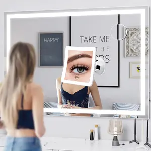 Upgraded 25X Magnifying Lighted Makeup Mirror With 2000mAh Rechargeable 3 Color Lights, Touch Dimmable Vanity Mirror, LED Wall Mounted Makeup Mirror With Powerful Suction Cup, Tweezers, 360 Rotation, Travel Essential, Perfect For Birthday, Gifts for Her