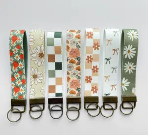 Keychain, wristlet, Lanyard, Custom Lanyard, Key Fob Wristlet, Car Key Holder, Cute Keychain, Bow Boho Smiley Keychain Lanyard, Wristlet