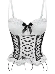 Lace Cross Bow Fishbone Corset Camisole | Slimming Shaping Bustier Underwear