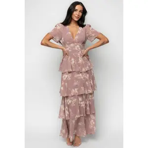 Montaigne Ruffle Maxi Dress | Mauve Floral