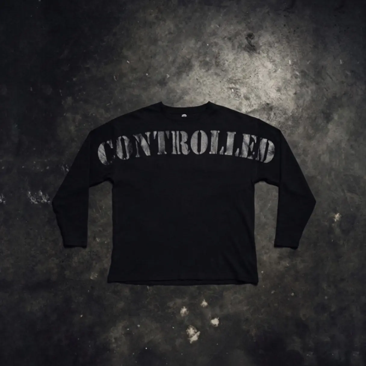 Blackout Long Sleeve Pump Cover Controlled Insanity| 440 GSM Waffle Knit| Oversized Gym Top