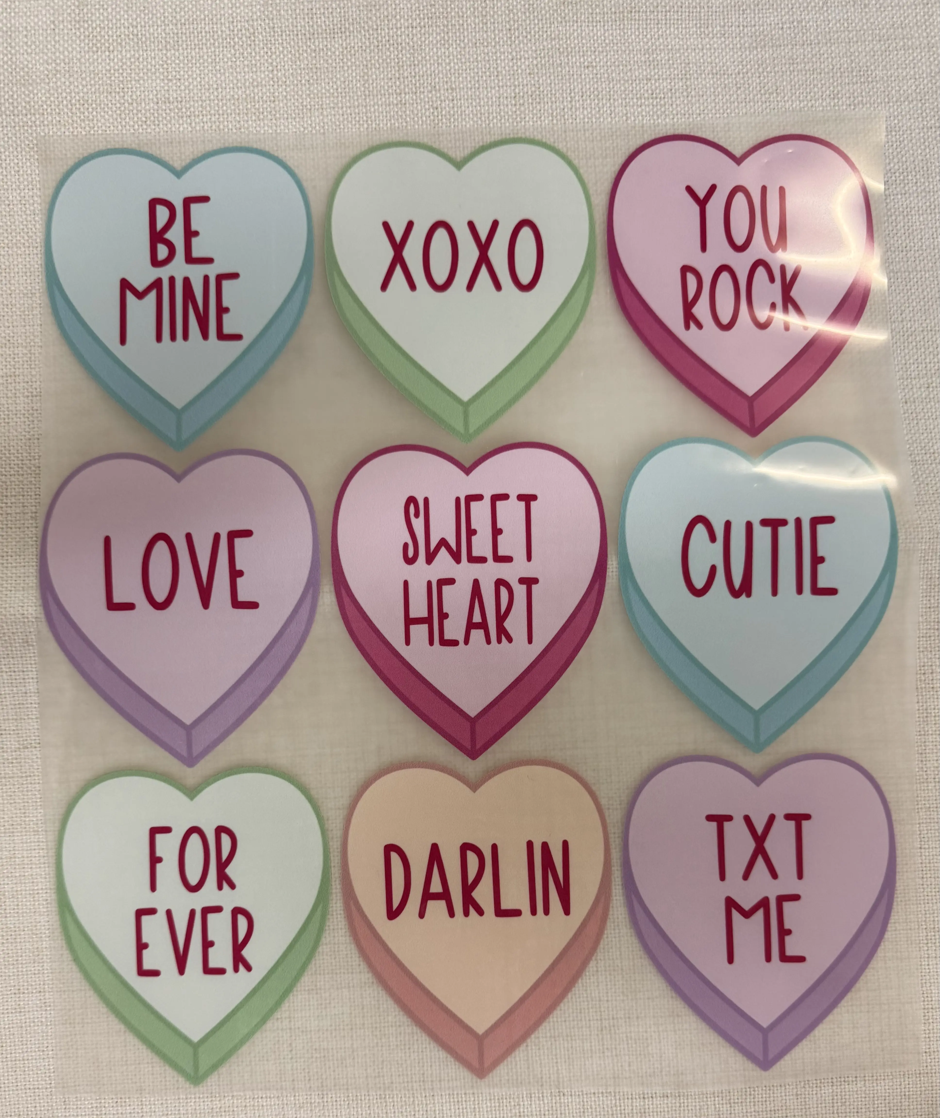 1 DTF transfer Sweethearts candy Valentines day heat press DTF transfer film