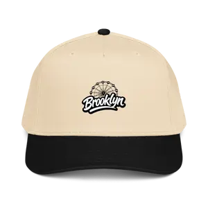 Brooklyn 5 Panel Hat - Structured Front Panel, Mid-Profile Fit, Adjustable Snap Closure, Breathable Polyester & Cotton, Classic Curved Visor, Polished Finish