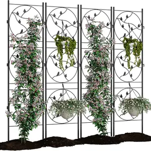 21x72 Inch Metal Garden Trellis Panel 2/4 Pack, Black Rustproof Fence and Plant Support for Climbing Roses Vines Vegetables, Indoor Outdoor Decorative Screen