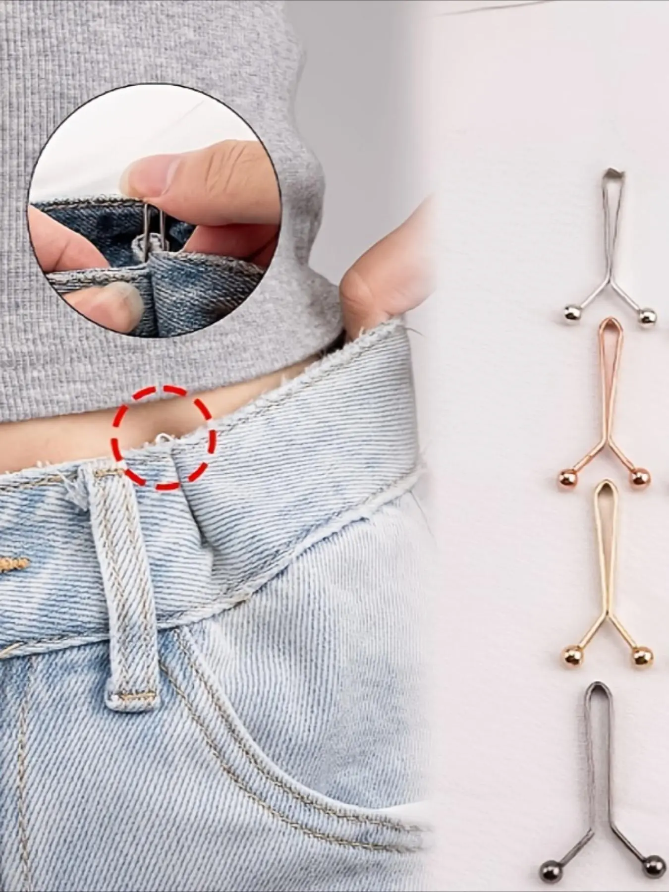 Adjustable Jean Clips, No-sew Instant Button Waistband Extenders, Invisible Leak-proof Clips for Skirts, Scarves, and Tops, Accessories, Haberdashery