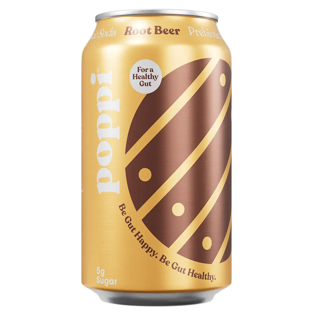 Poppi Prebiotic Soda, Root Beer, 12oz (Pack of 12)