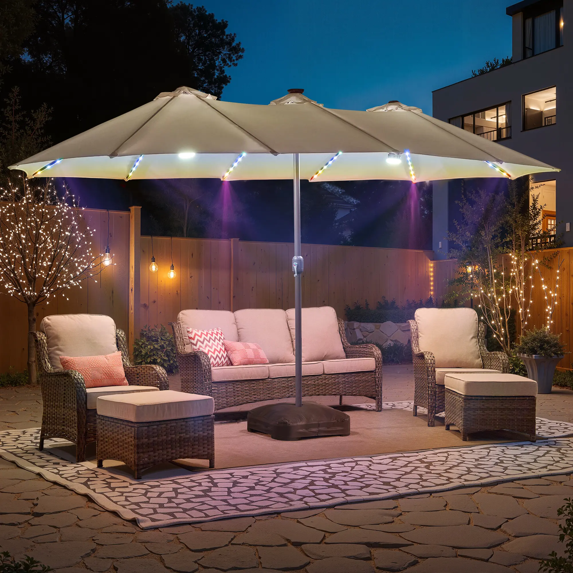 Wihte With Solar Colored Lights