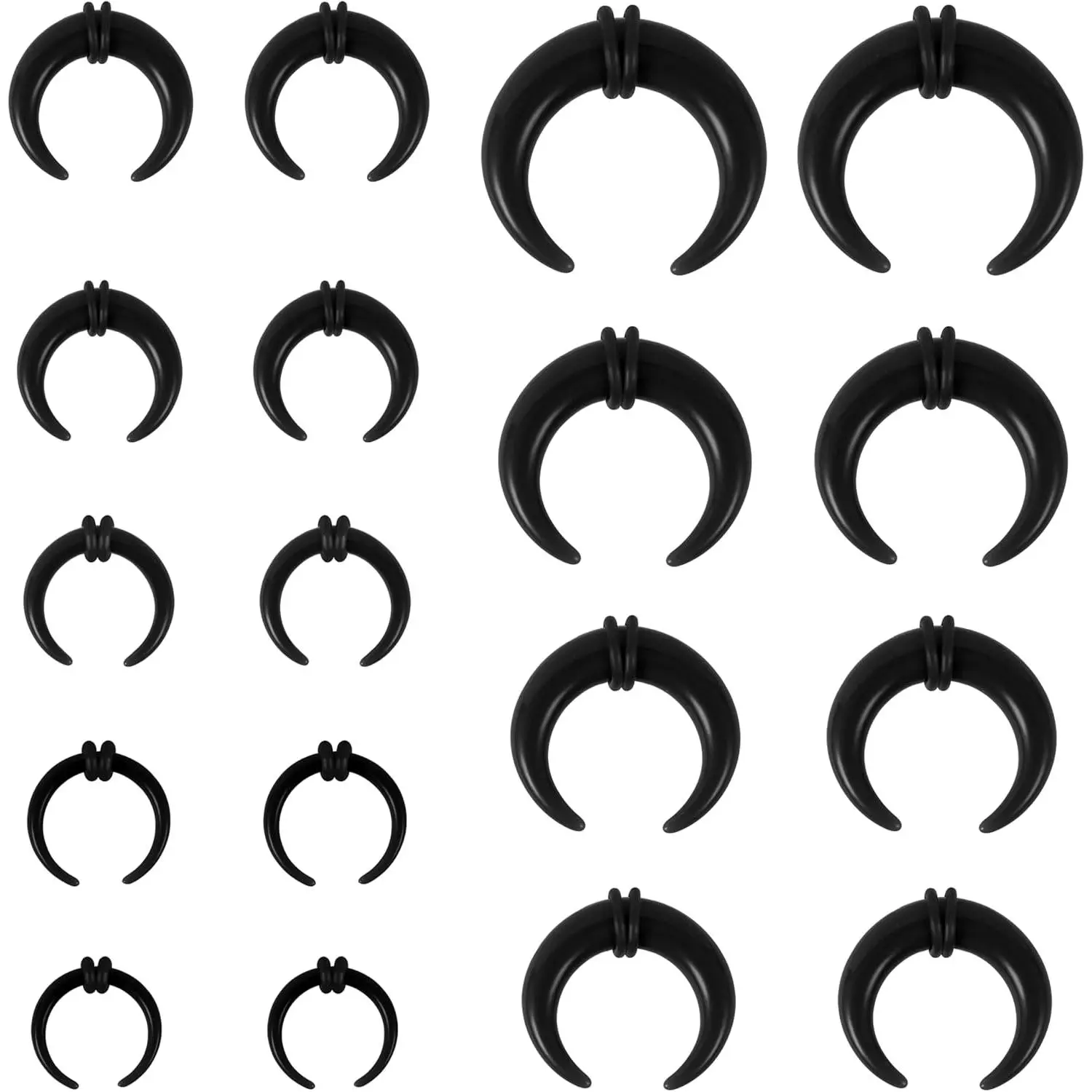 Acrylic Pincher Taper Stretching Kit for Female - 9 Pairs Horseshoe Nose Expanders, 14G-00G 2g 13.5mm Body Piercing Jewelry for Septum & Ear Lobe Piercing Gauges, 6G