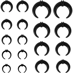 9 Pairs Pincher Tapers Septum Rings, Acrylic Buffalo Horseshoe Stretcher Expander Piercing Kit for Stretching Pierced Nose Ear Gauge 9 Size 14G - 00G