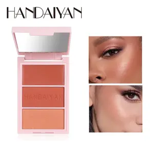 Matte Blush Palette with 3 Colors, Waterproof and Sweatproof Long-Lasting High Pigment Makeup, Suitable for All Skin Types