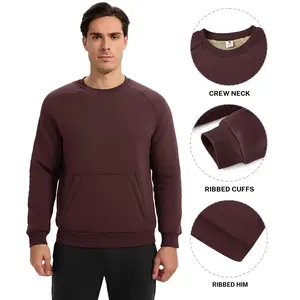 YSENTO Men's Crewneck Casual Sweatshirt Warm Sherpa Lined Sweatshirts Heavyweight Long Sleeve Underwear Winter Fleece Pullover Cotton Hoodie Athletic Crew Neck