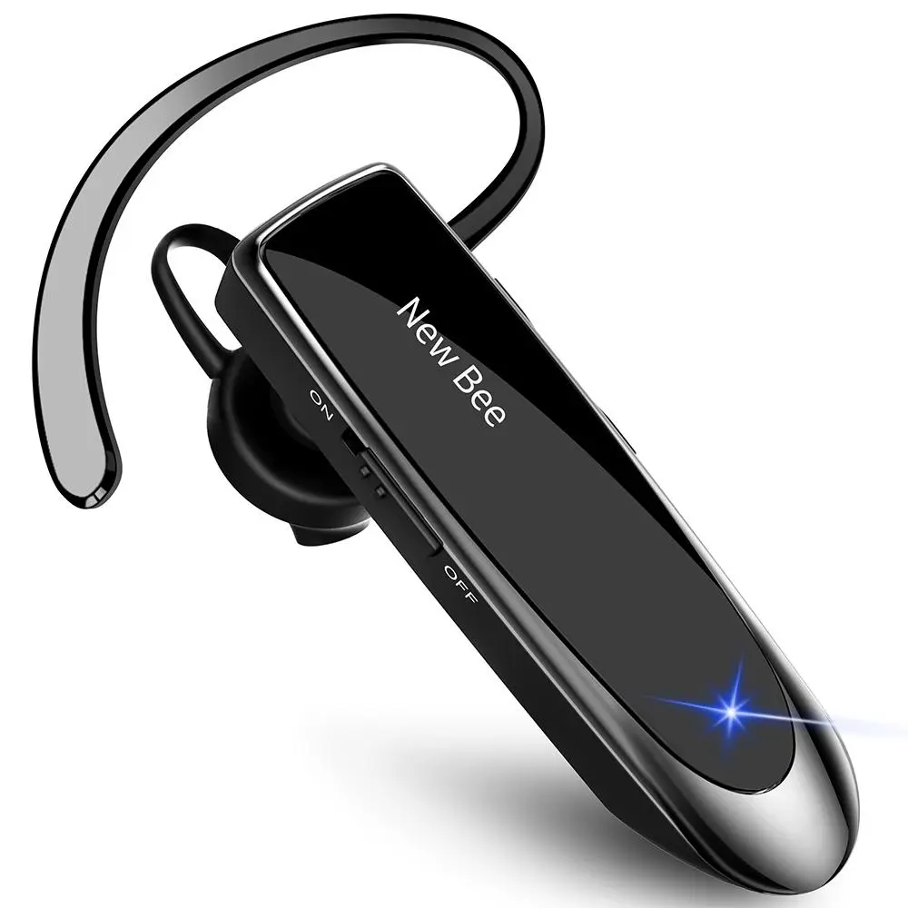 The New bee Bluetooth Earpiece V5.0 provides wireless hands-free convenience with a built-in microphone, offering 24 hours of talk time and 60 days of standby time. Ideal for iPhone, Android, Samsung, laptops, and perfect for busy trucker drivers.