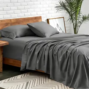 【MothersDayGift】Raybee Summer Cooling 4Pcs Bed Sheets Set ,Breathable & Comfy Bedding Sheet With Pillowcases, 16" Deep Pocket Queen Sheets,Hotel Luxury Super Silky Soft