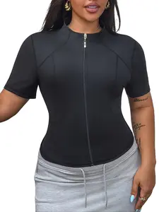 Women's Plus Size Sporty Jacket, Sexy Stand Collar Elastane Outdoor Exercise Running Top, Golf Tennis Training Coat