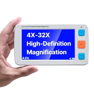 【DealsForYouDays】 VEVOR Portable Digital Magnifier, 5-inch HD Electronic Video Magnifier for Low Version, 4X - 32X Zoom Electronic Reading Aid with 17 Color Mode, AV Output, Foldable Handle 5-Level Screen Brightnessdealsforyoudays