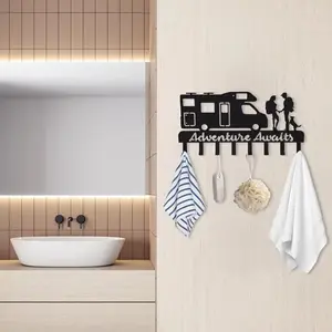 CIFbuy Deer Key Holder Wall Organizer with 8 Hooks, Modern Coat Rack for Home Entryway Decor