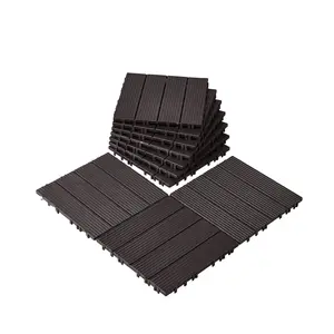 Interlocking Deck Tiles 10 Pack, 11.6 X 11.6 Inches, Waterproof Outdoor Flooring for Porch, Patio, Balcony, Dock, and Garden Areas, Dark Brown, Durable, Easy Snap-Together Installation, Weather Resistant
