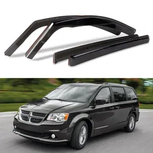 2008-2020 Dodge Grand Caravan  Chrysler Town & Country  VW Routan - WheelX In-Channel - Side Window Deflectors Rain Guards Vent Visors 4pc Set - Smoke Tinted Sun Rain Wind Guard - Van Exterior Accessories Tuning Replacement Parts