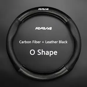 Car Steering Wheel Cover Leather Carbon Fiber, Compatible with Toyota Rav4 Gr Sport, Gazoo Racing, Supra, Yaris 86, Corolla, Avensis, Prado, Prius