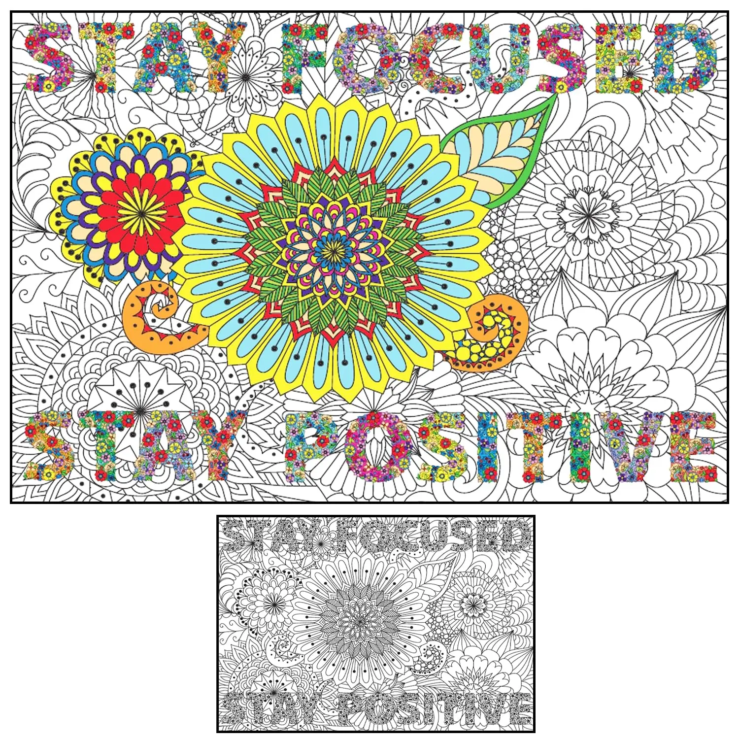 Large Coloring Posters for Adults and Kids - Giant Coloring Poster Motivational - Jumbo Wall Poster Coloring - Huge Adult Coloring Poster Size - Big Coloring Poster for Classroom Office Team Work