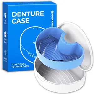 Hygienic Protective Denture Storage Case Travel-Friendly Portable Orthodontic Dental Retainer Container Secure for Invisalign Mouth guards Braces Easy to Use