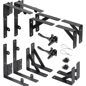 2 Sets Anti Sag Gate Kit Heavy Duty No Sag Gate Corner Brace Bracket for Wooden Fence Gate with Self-Locking Gate Latch