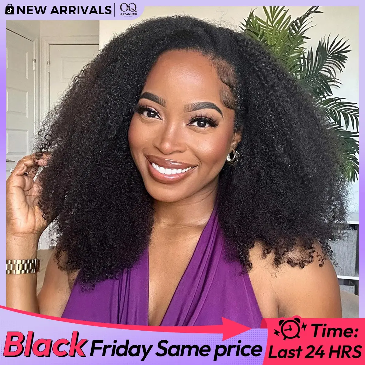 [3 In 1 Half Wig] OQ HAIR Afro Curly Wear Go Glueless Half Wig 180% 250% Density Upgrade With Drawstring Cap Invisible Hairline Human Hair Wigs Beginner Friendly #tiktokshopstockup #SohoChic