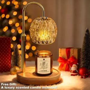 Flower Candle Warmer Lamp, with 2 Bulbs, Height Adjustable with Timer, Unique Glass Lily of the Valley Lamp for Home & Bedroom Decor, Perfect Valentine's Day Gift & Home Decor, Nightlight For Bedroom