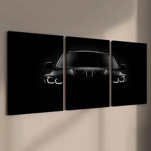 Car Pattern Triple Canvas Painting, 3 Counts/set Modern Wall Art Print Painting, Wooden Wall Art, Wall Art Decor for Home Living Room Bedroom Office, Ornaments #TOP PICKS