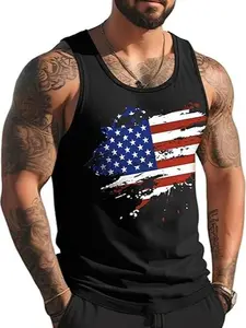 Mens Beach Tank Tops Summer Cotton Sleeveless Graphic T Shirts Palm Tree Casual Vacation Tank