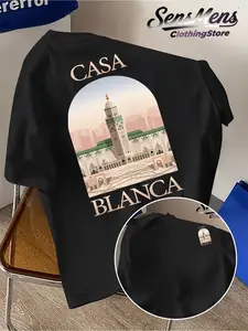 Men's Casual Short Sleeve T-Shirt, Street Style Graphic Top, Slim-Fitting H-Type, All Seasons, Multifunctional Upper Garment